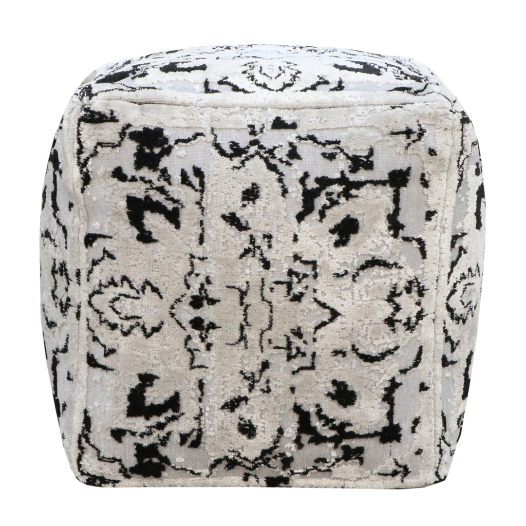 Iconic  Home Adelina Ottoman Viscose Upholstered Two Tone Abstract Pattern Design Image 6