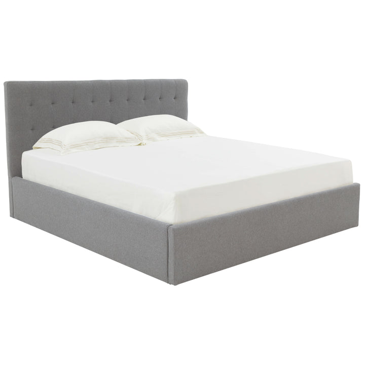 SAFAVIEH COUTURE ROSITA LOW PROFILE TUFTED BED Light Grey Image 3
