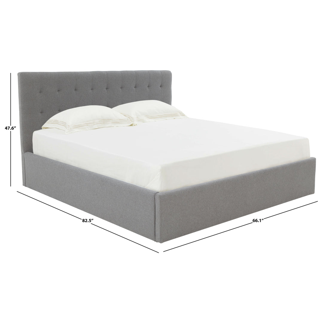 SAFAVIEH COUTURE ROSITA LOW PROFILE TUFTED BED Light Grey Image 6