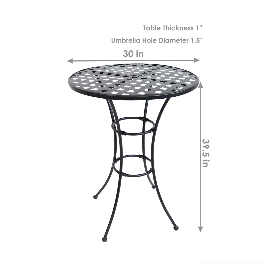 Sunnydaze 30 in Elegant Wrought Iron Round Patio Bar-Height Table - Black Image 3
