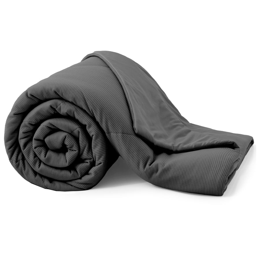 Twin Size Oversize Blanket for All Season Reversible Design with Waffle, Gray, 68" x 90" Image 1
