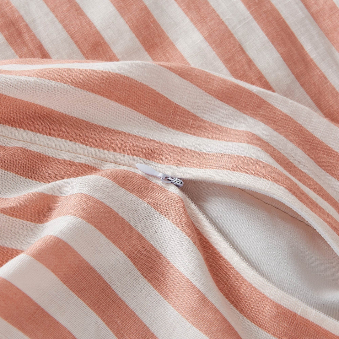 King Size Washed Linen Duvet Cover with Shams, Stripe Design, 3 Piece Bedding Duvet Cover Set Image 8