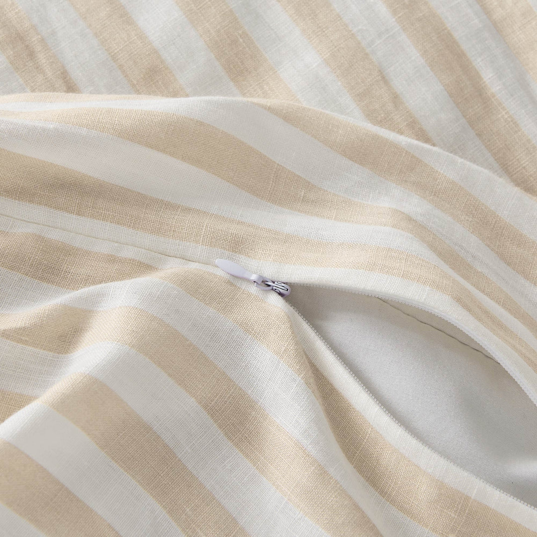 King Size Washed Linen Duvet Cover with Shams, Stripe Design, 3 Piece Bedding Duvet Cover Set Image 11