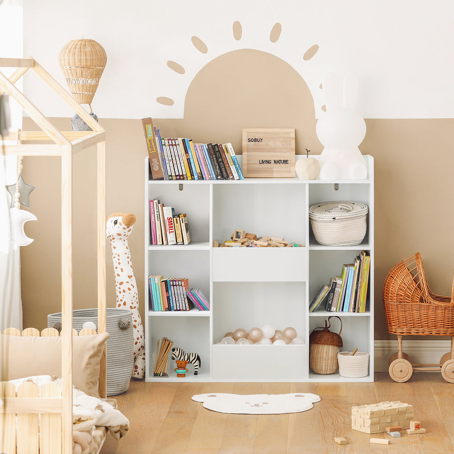 Haotian KMB55-W, Children Kids Bookcase Book Shelf Toy Shelf Storage Display Shelf with 8 Storage Compartments Image 1