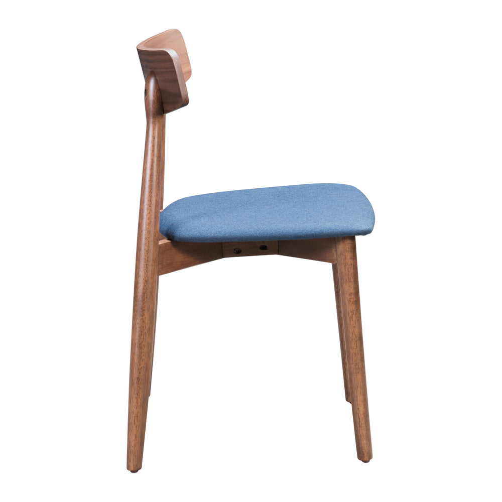 Newman Dining Chair (Set of 2) Walnut and Blue Image 2