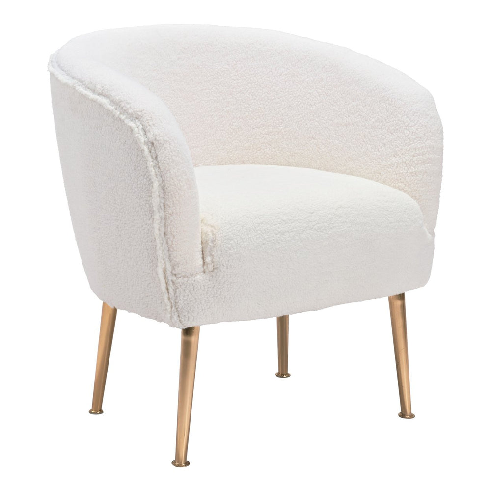 Sherpa Accent Chair Beige and Gold Image 2