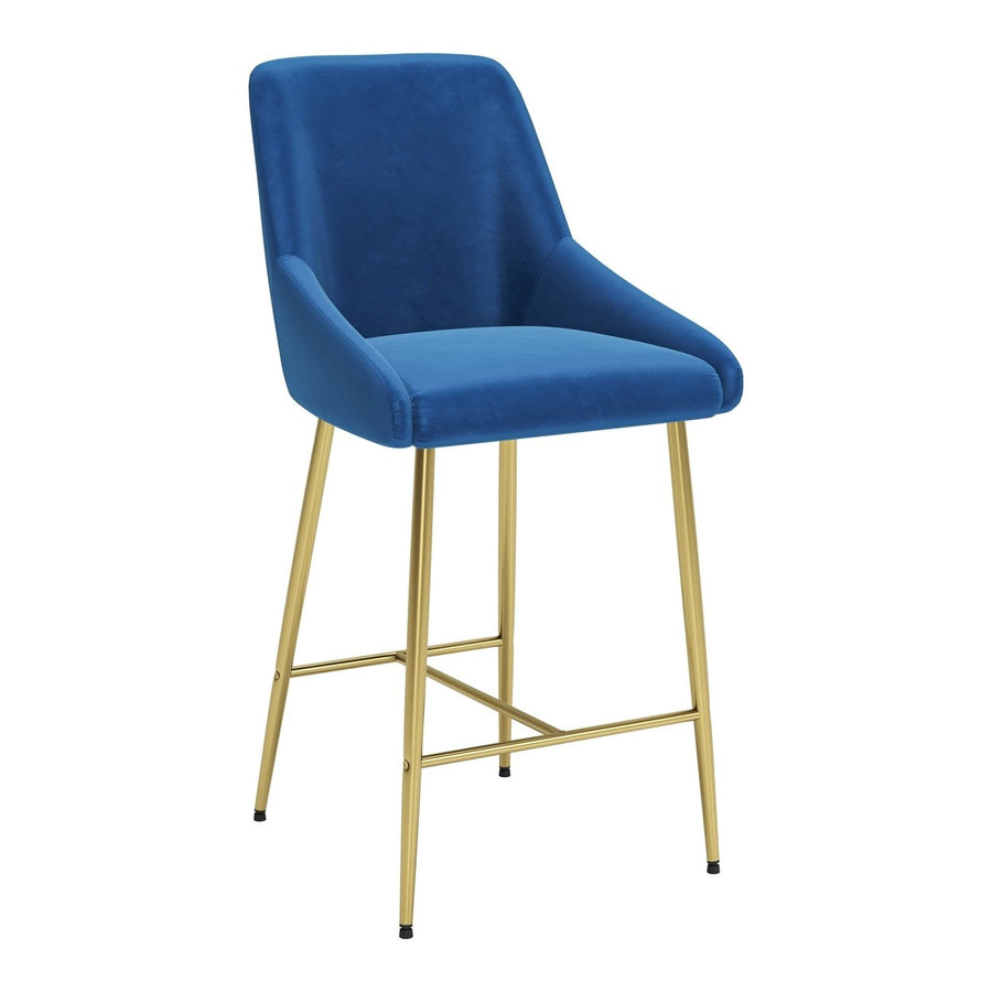 Madelaine Counter Stool Navy Blue and Gold Image 1