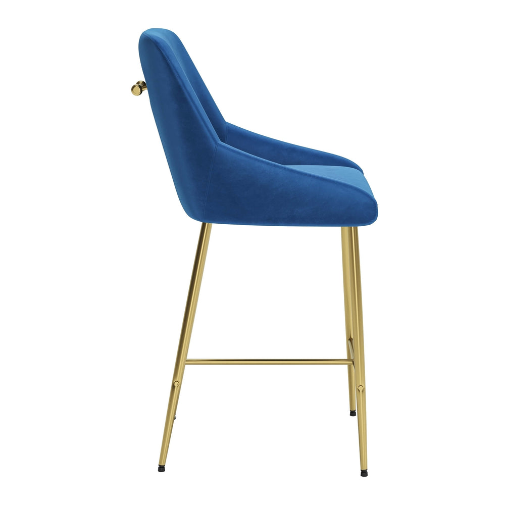 Madelaine Counter Stool Navy Blue and Gold Image 2