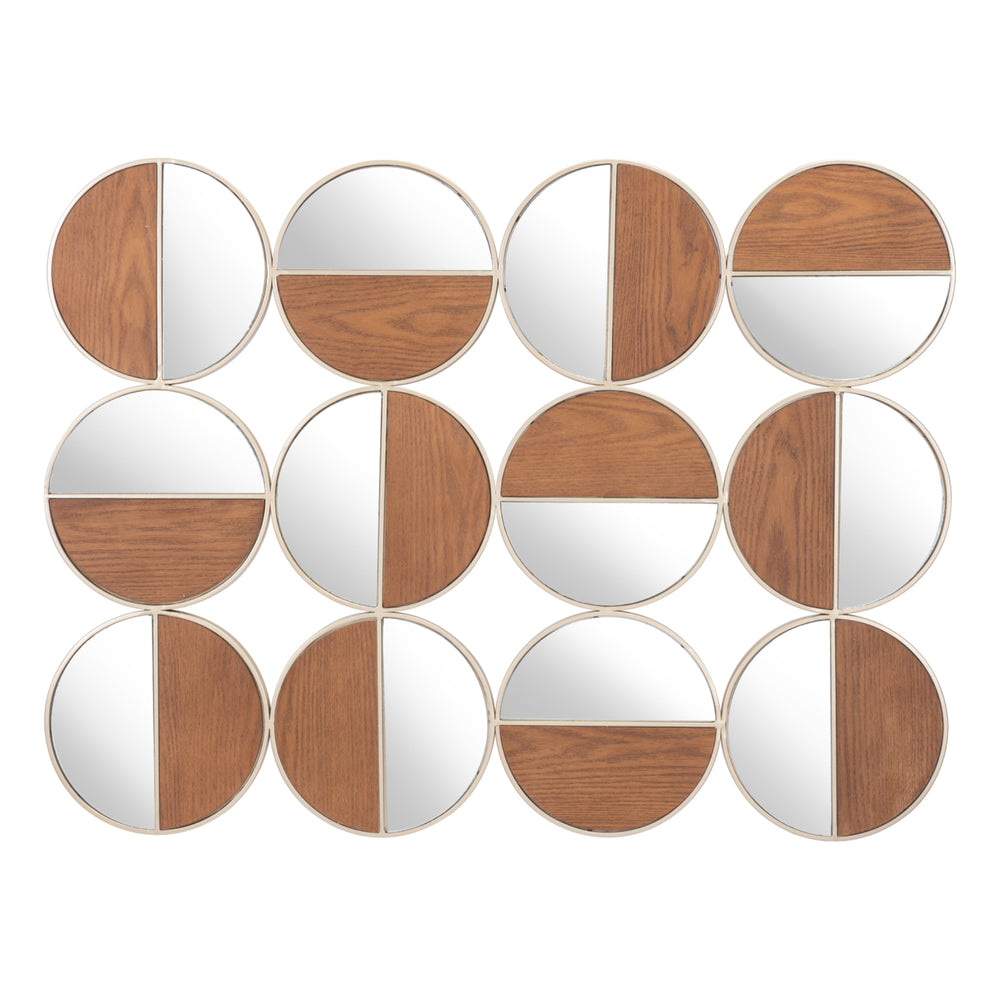 Cycle Round Mirror Gold and Walnut Image 2