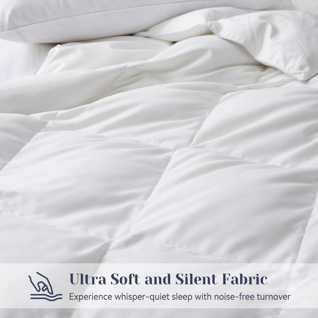 Ultimate Comfort Lightweight Comforter with White Goose Feather Fiber and White Goose Down, White, Full Queen Size Image 4