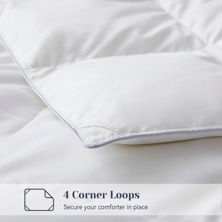 Ultimate Comfort Lightweight Comforter with White Goose Feather Fiber and White Goose Down, White, Full Queen Size Image 6