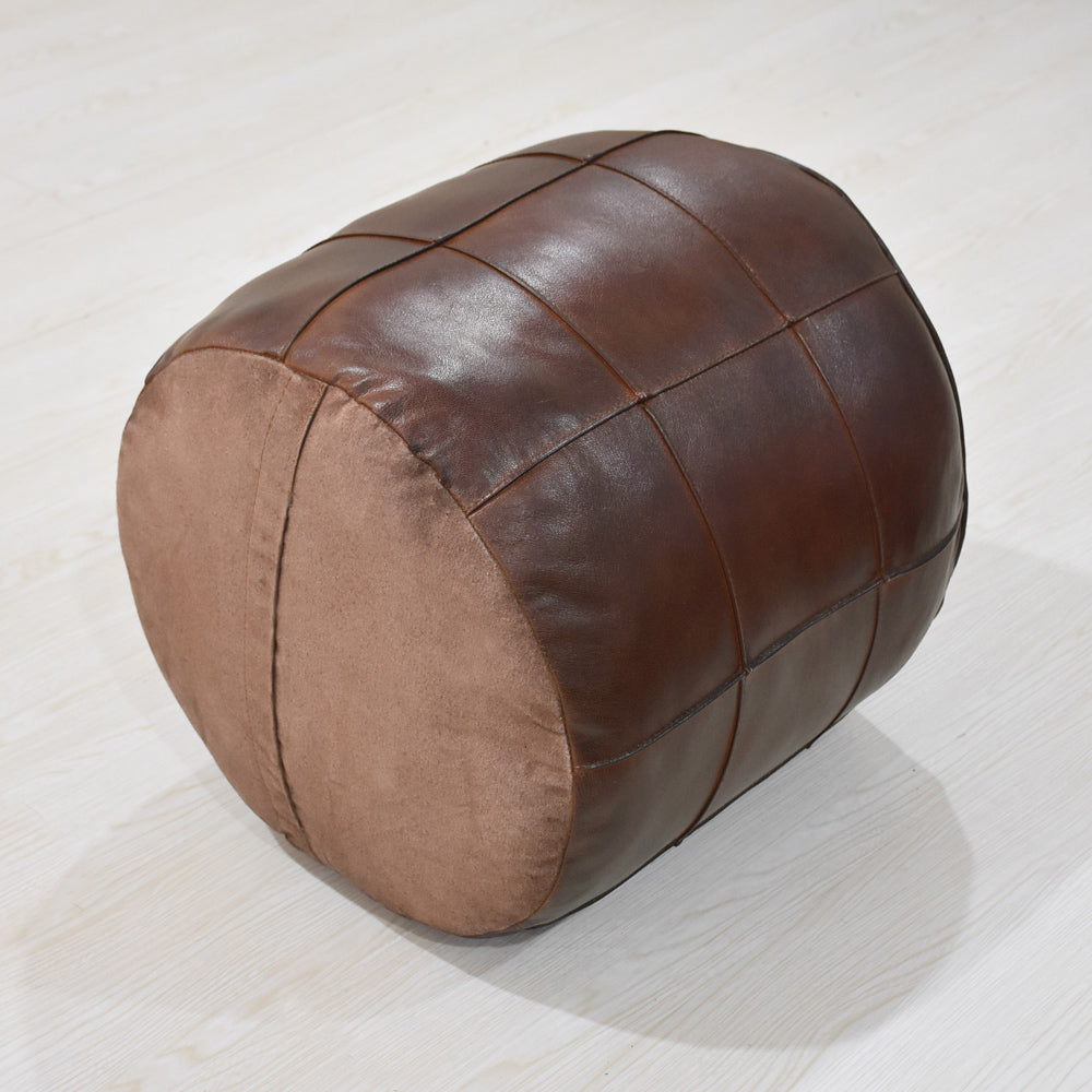 BBH Homes Handmade Brown Round Shaped Leather Pouf Ottomans 14x14x14 BBBACPF0028 Image 5