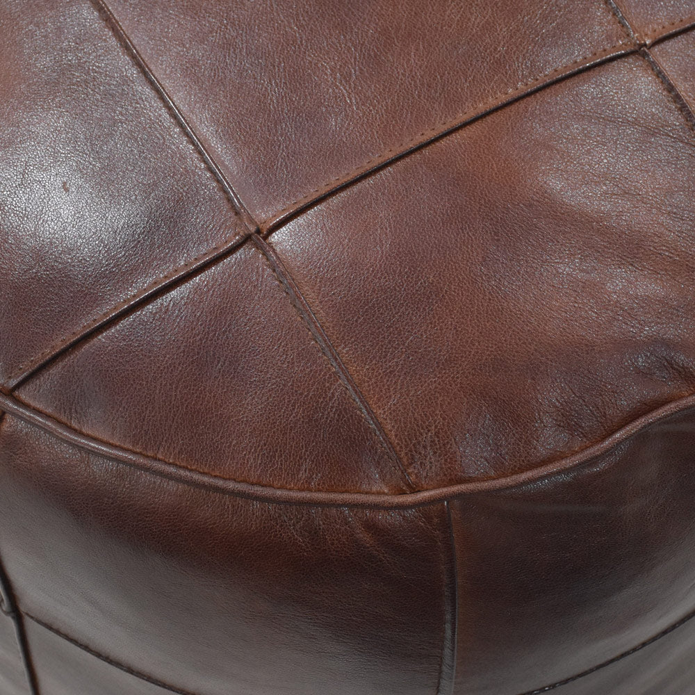 BBH Homes Handmade Brown Round Shaped Leather Pouf Ottomans 14x14x14 BBBACPF0028 Image 7