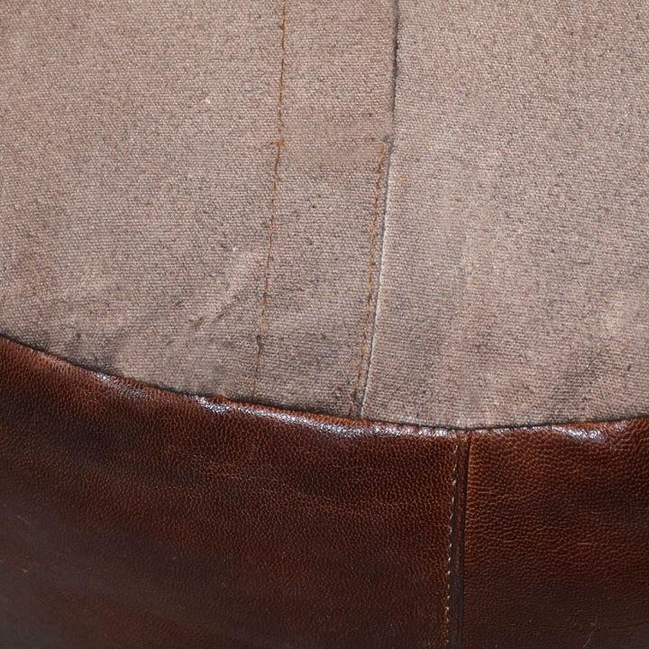 BBH Homes Handmade Brown Round Shaped Leather Pouf Ottomans 14x14x14 BBBACPF0028 Image 8