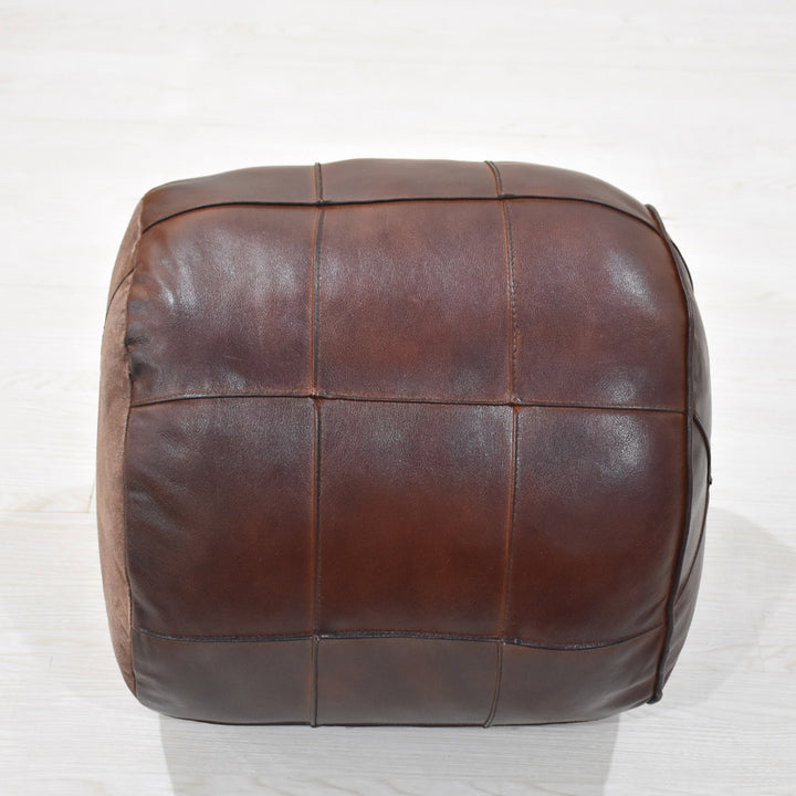 BBH Homes Handmade Brown Round Shaped Leather Pouf Ottomans 14x14x14 BBBACPF0028 Image 9