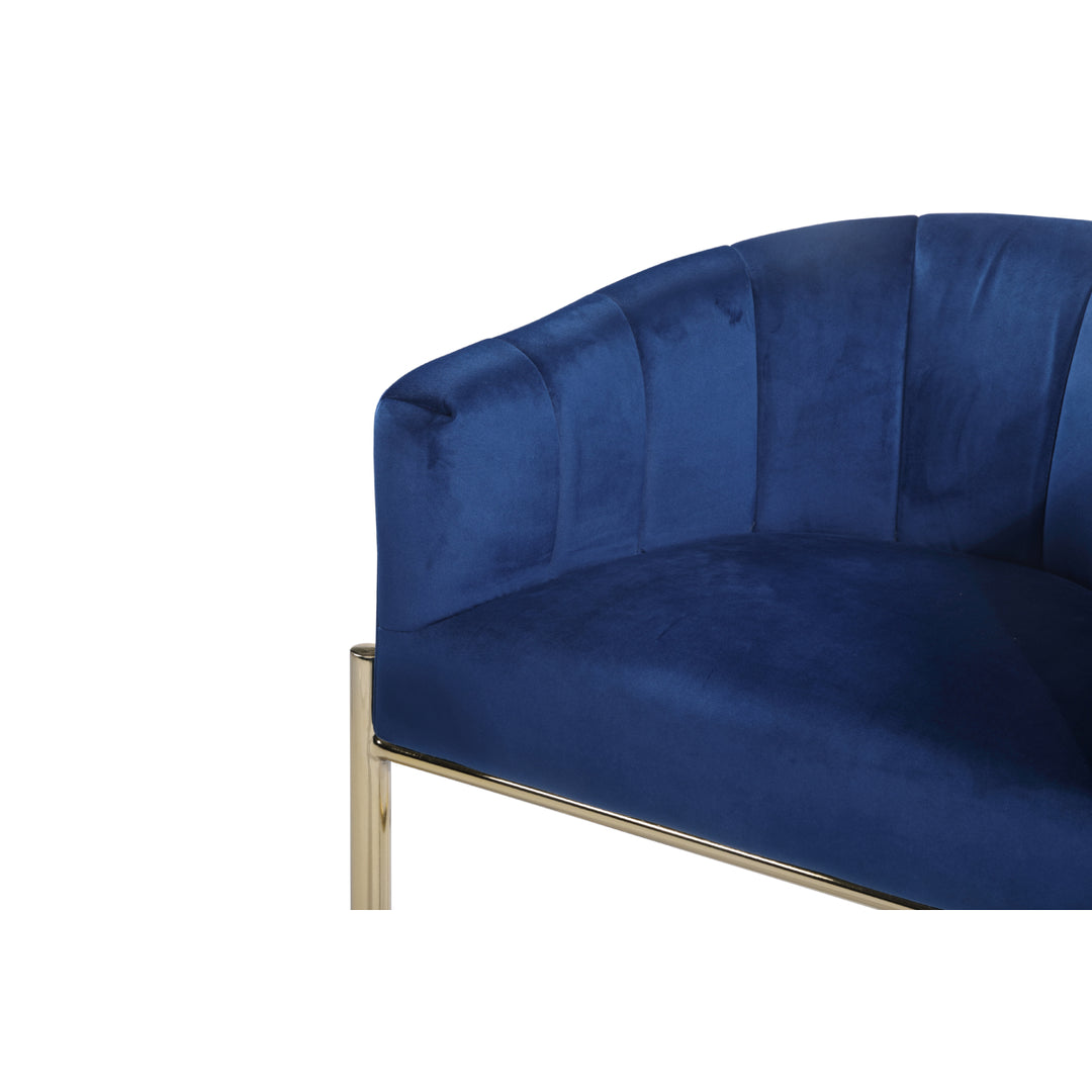 Iconic Home Ardee Counter Stool Chair Velvet Upholstered Shelter Arm Shell Design 3 Legged Gold Tone Solid Metal Base Image 4