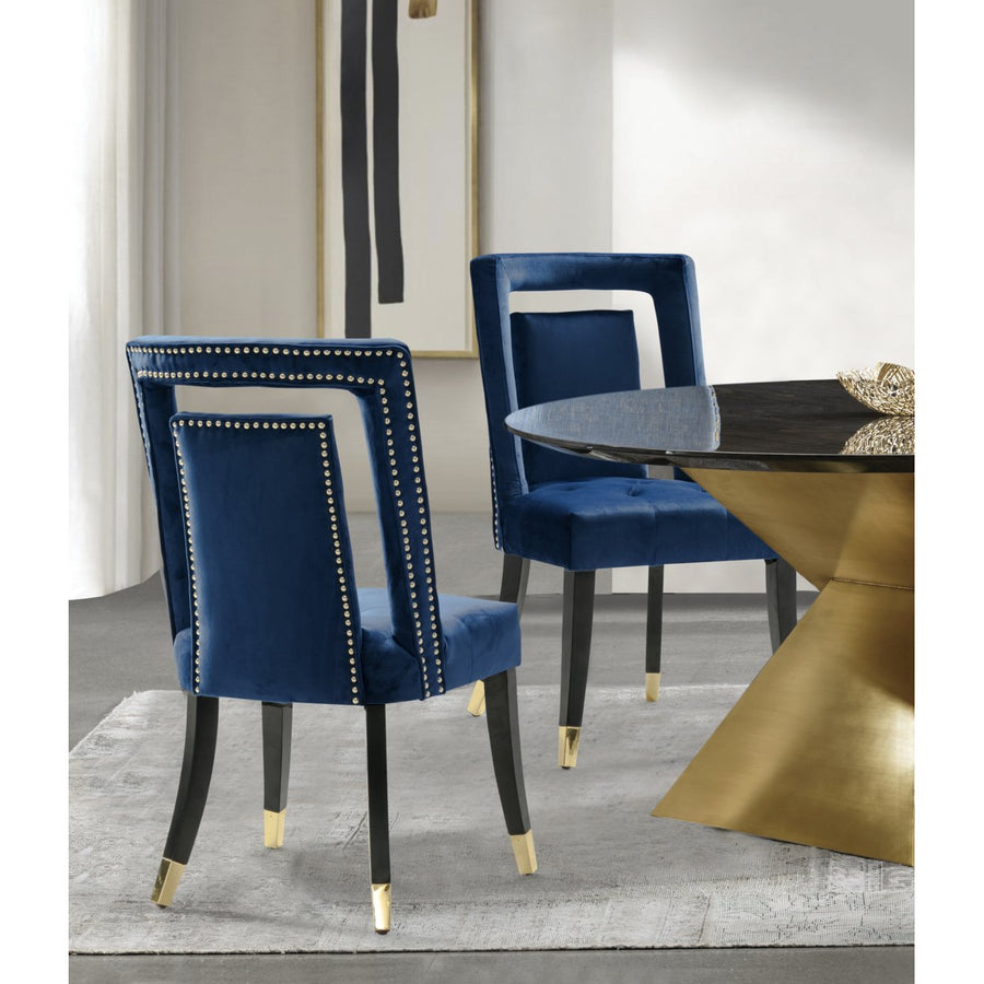 Iconic Home Elsa Dining Side Chair Velvet Upholstered Nailhead Trim Seat Espresso Finished Gold Tip Tapered Wood Legs, Image 1