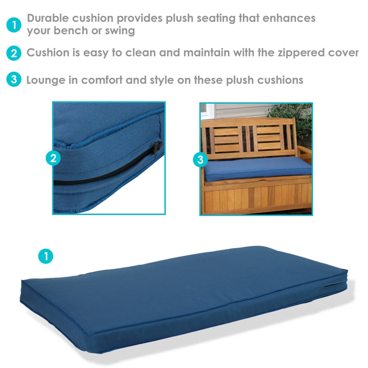 Sunnydaze Indoor/Outdoor Olefin Bench Cushion - 41 in x 18 in - Blue Image 4