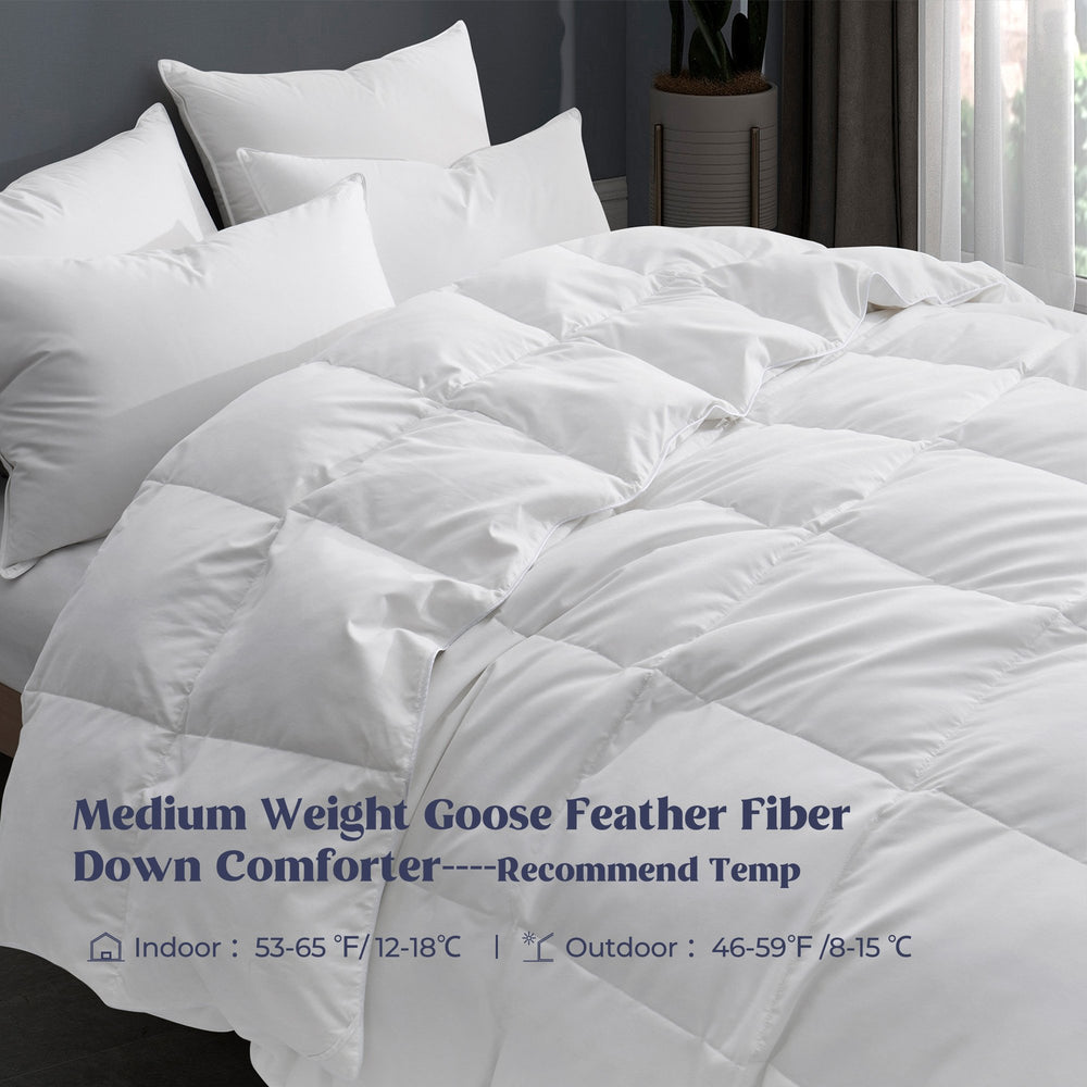 All Seasons White Goose Feather Comforter - Luxurious and Versatile Duvet Insert Image 2