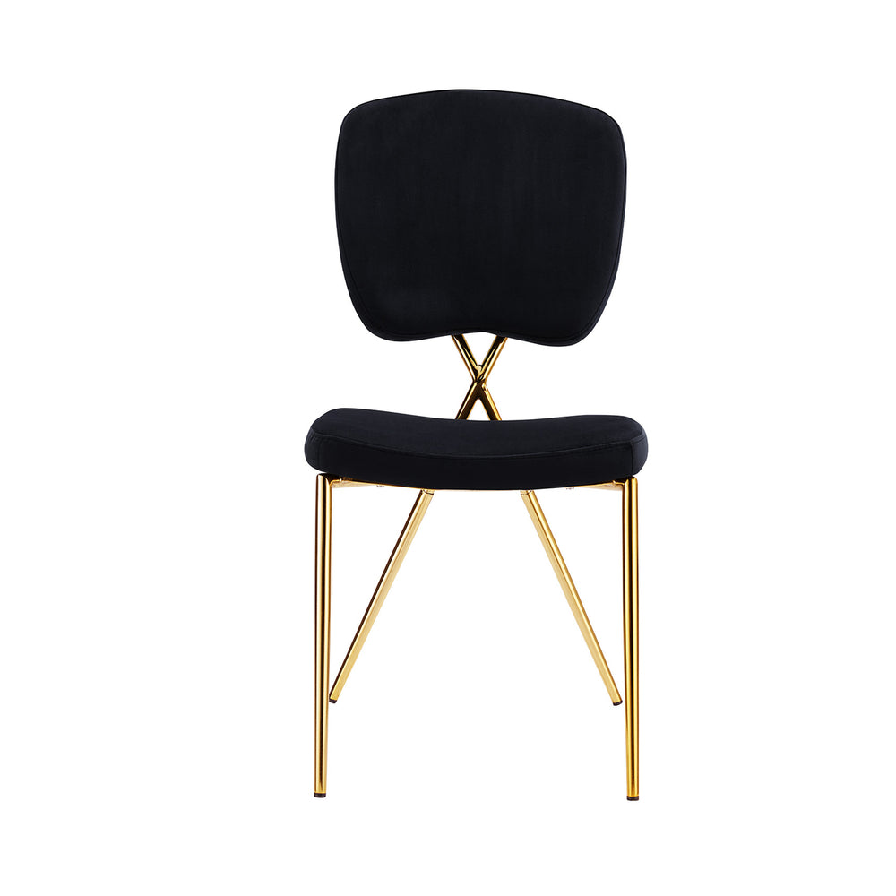 Iconic Home Cristie Dining Side Chair Velvet Upholstered Half Back and Seat Solid Gold Tone Metal Legs (Set of 2) Image 2