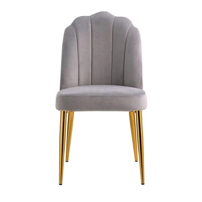 Iconic Home Chell Dining Side Chair Quilted Velvet Upholstered Crown Top Back and Seat Solid Gold Tone Metal Legs (Set Image 2