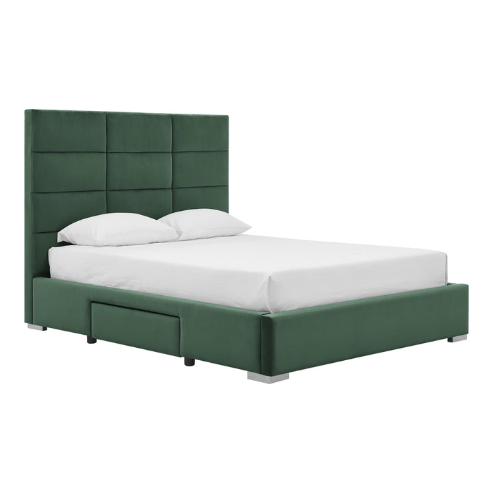 Iconic Home Durazzo Storage Platform Bed Frame With Headboard Velvet Upholstered Box Quilted, Modern Contemporary Image 3