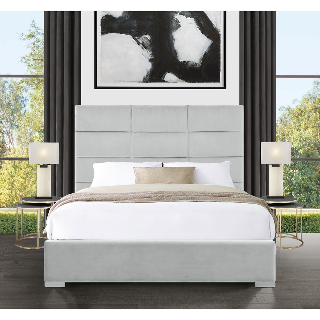 Iconic Home Durazzo Storage Platform Bed Frame With Headboard Velvet Upholstered Box Quilted, Modern Contemporary Image 5