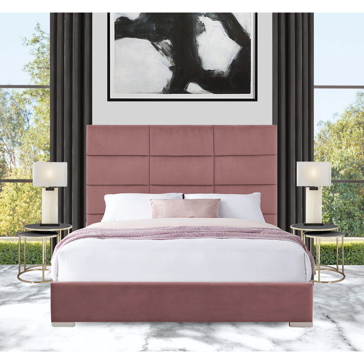 Iconic Home Durazzo Storage Platform Bed Frame With Headboard Velvet Upholstered Box Quilted, Modern Contemporary Image 7