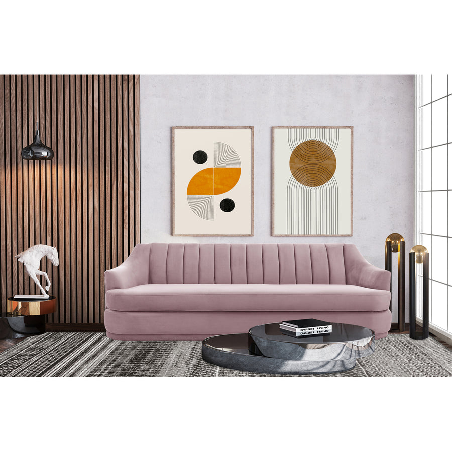 Iconic Home Rosa Sofa Velvet Upholstered Single Cushion Seat Vertical Channel Quilted Back Platform Base Design Image 1