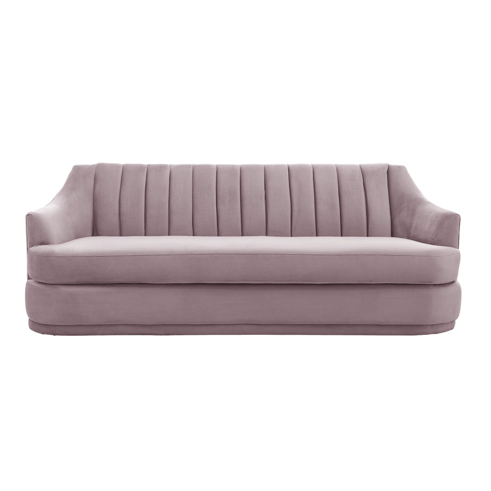 Iconic Home Rosa Sofa Velvet Upholstered Single Cushion Seat Vertical Channel Quilted Back Platform Base Design Image 2