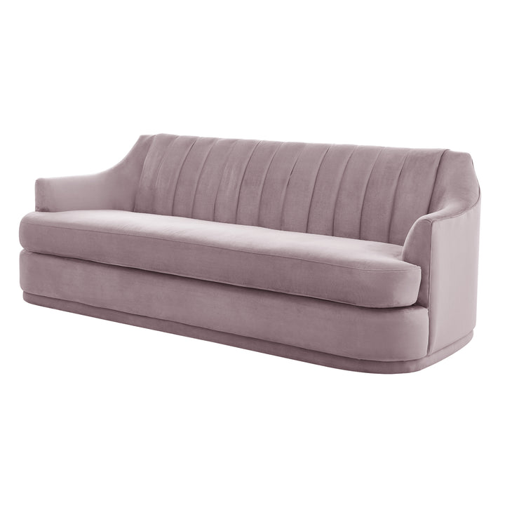 Iconic Home Rosa Sofa Velvet Upholstered Single Cushion Seat Vertical Channel Quilted Back Platform Base Design Image 3