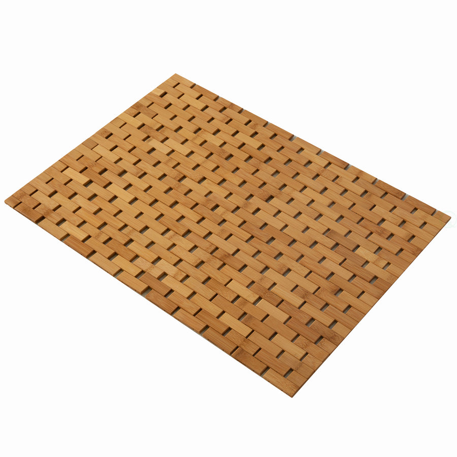 Foldable Bamboo Bath Mat Natural Anti-Slip Rug, Flooring Solution for Stylish Bathroom and Image 1