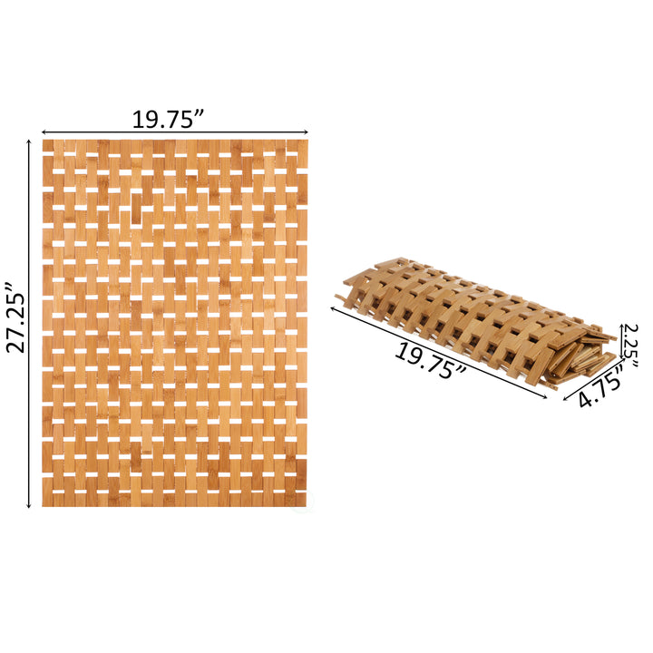 Foldable Bamboo Bath Mat Natural Anti-Slip Rug, Flooring Solution for Stylish Bathroom and Image 6