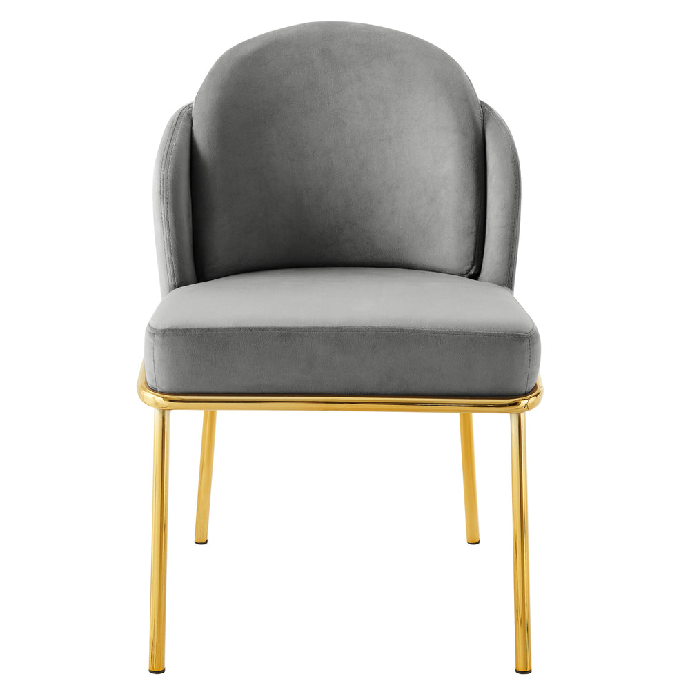 Iconic Home Aerial Dining Chair Set Velvet Upholstered Armless Design Architectural Gold Tone Solid Metal Base (Set of Image 2