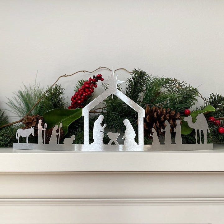 Single Piece Nativity - Indoor Metal Nativity Set with Figurines Image 8