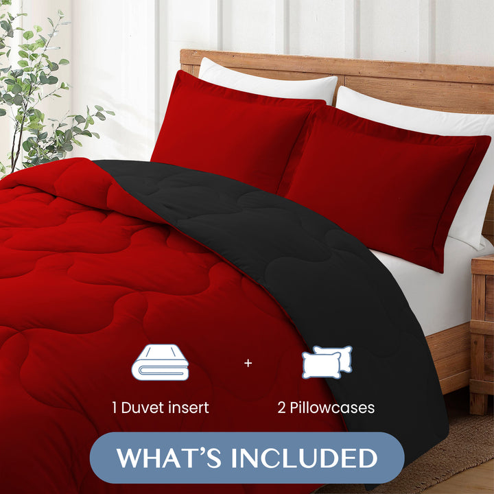 Reversible Superior Soft Comforter Sets, Down Alternative Comforter, BlackandRed, Full Queen Image 3