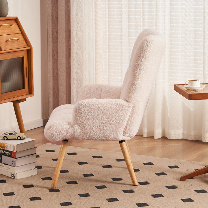 Teddy Velvet Accent Chair, Teddy Furry Casual Chair with High Back and Soft Padded, Modern Armchair Chair Image 3