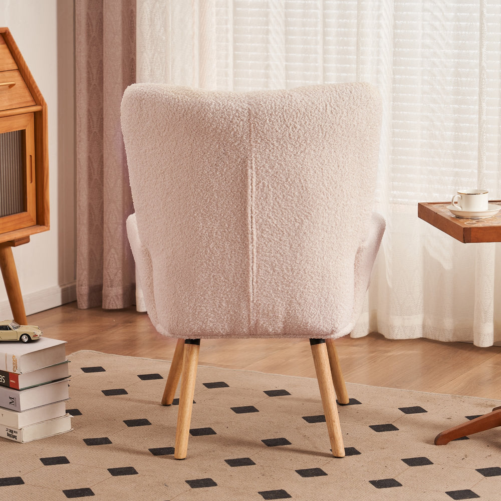 Teddy Velvet Accent Chair, Teddy Furry Casual Chair with High Back and Soft Padded, Modern Armchair Chair Image 2