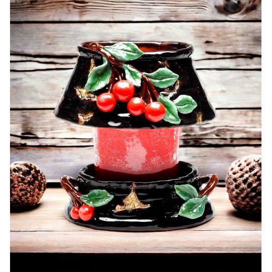 Ceramic Medium Cherry Candle Holder Shade and Base, Home Dcor, , , Kitchen Dcor, Farmhouse Dcor Image 1