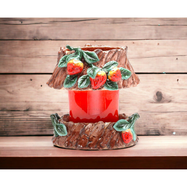 Ceramic Medium Strawberry Candle Holder Shade and Base, Home Dcor, , , Kitchen Dcor, Farmhouse Dcor Image 2
