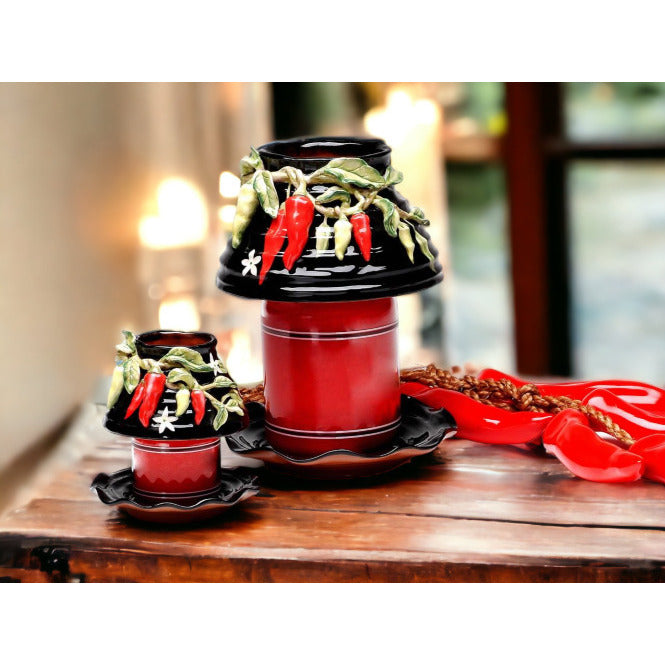 Ceramic Small Size Chili Pepper Candle Shade and Base, Home Dcor, , , Kitchen Dcor, Farmhouse Dcor Image 1