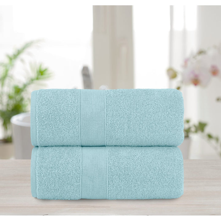 Chic Home Luxurious 2-Piece 100% Pure Turkish Cotton Bath Sheet Towels, 30"x68", Woven Dobby Border Design, OEKO-TEX Image 1