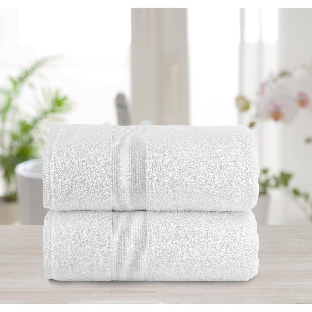 Chic Home Luxurious 2-Piece 100% Pure Turkish Cotton Bath Sheet Towels, 30"x68", Woven Dobby Border Design, OEKO-TEX Image 1