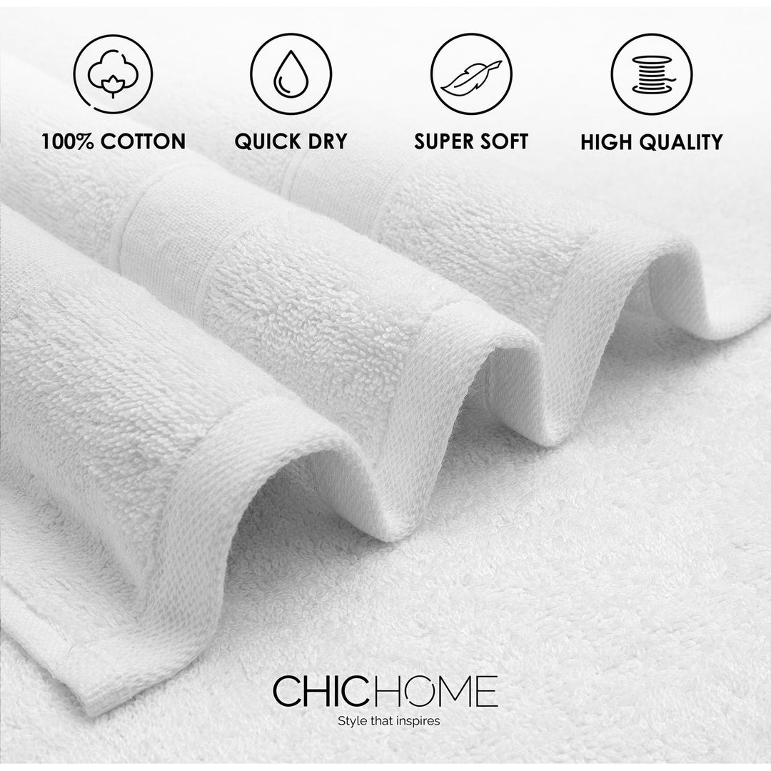 Chic Home Premium 8-Piece 100% Pure Turkish Cotton Towel Set Woven Dobby Border Design Image 3