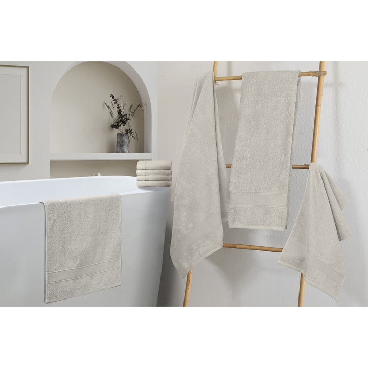 Chic Home Premium 8-Piece 100% Pure Turkish Cotton Towel Set Woven Dobby Border Design Image 7