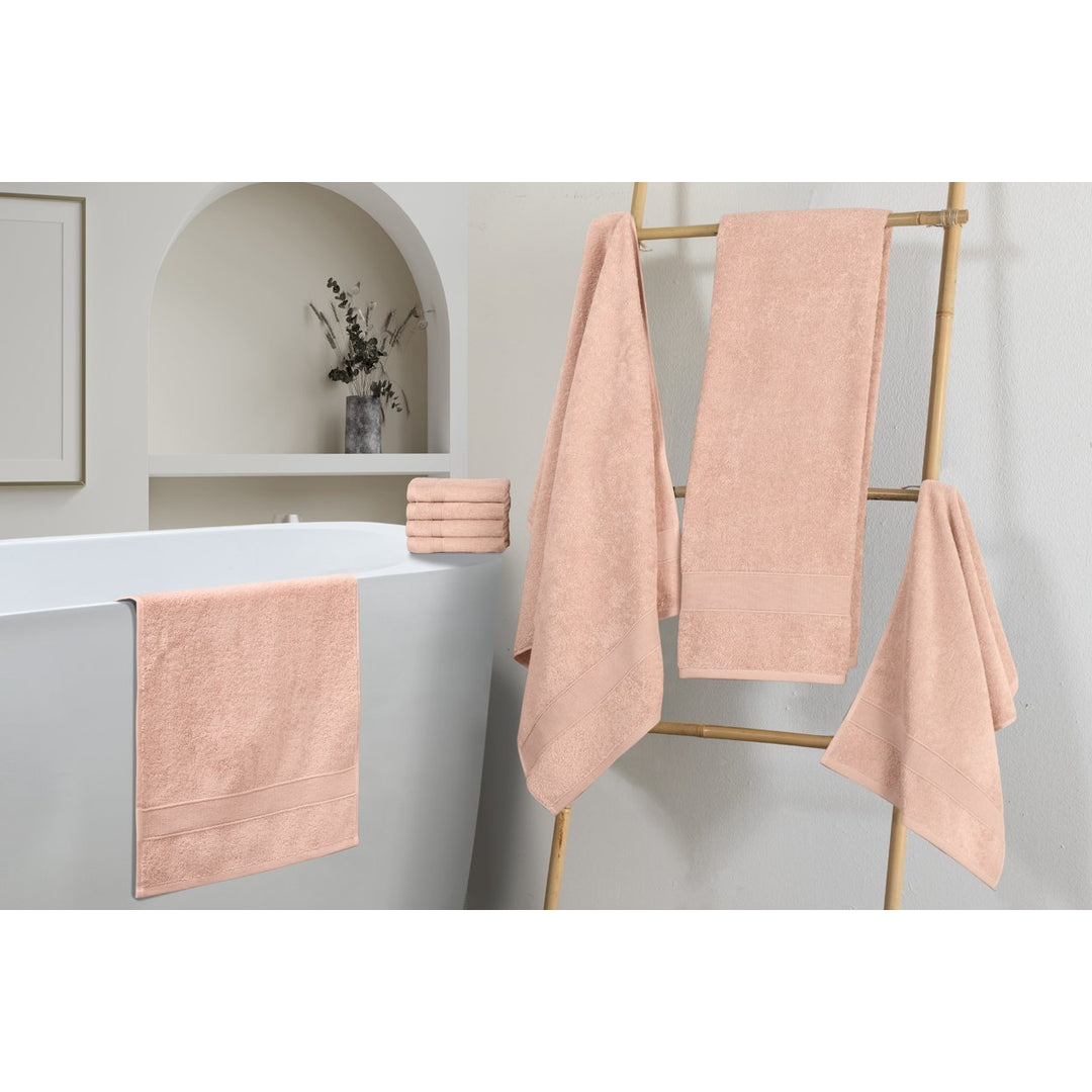 Chic Home Premium 8-Piece 100% Pure Turkish Cotton Towel Set Woven Dobby Border Design Image 10