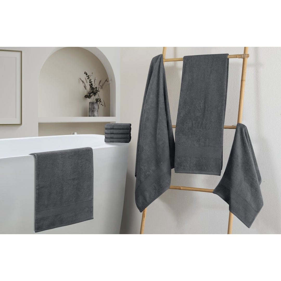 Chic Home Premium 8-Piece 100% Pure Turkish Cotton Towel Set Woven Dobby Border Design Image 11