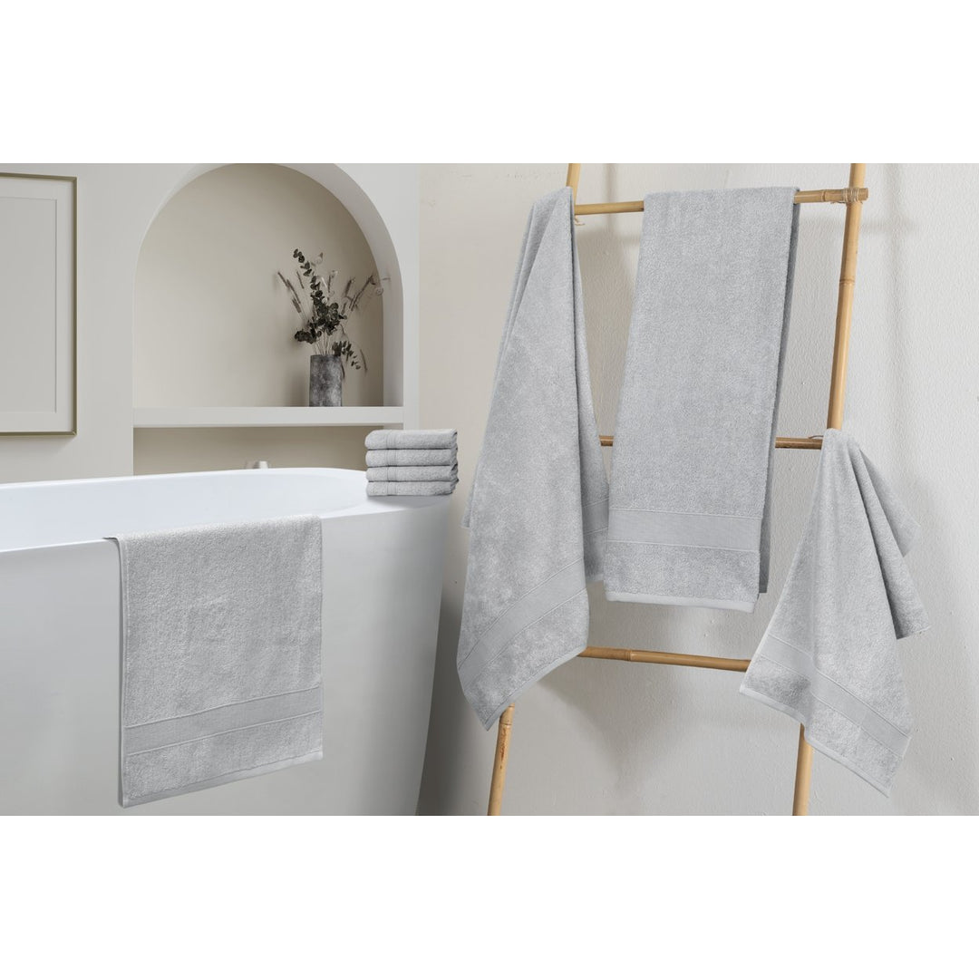 Chic Home Premium 8-Piece 100% Pure Turkish Cotton Towel Set Woven Dobby Border Design Image 12