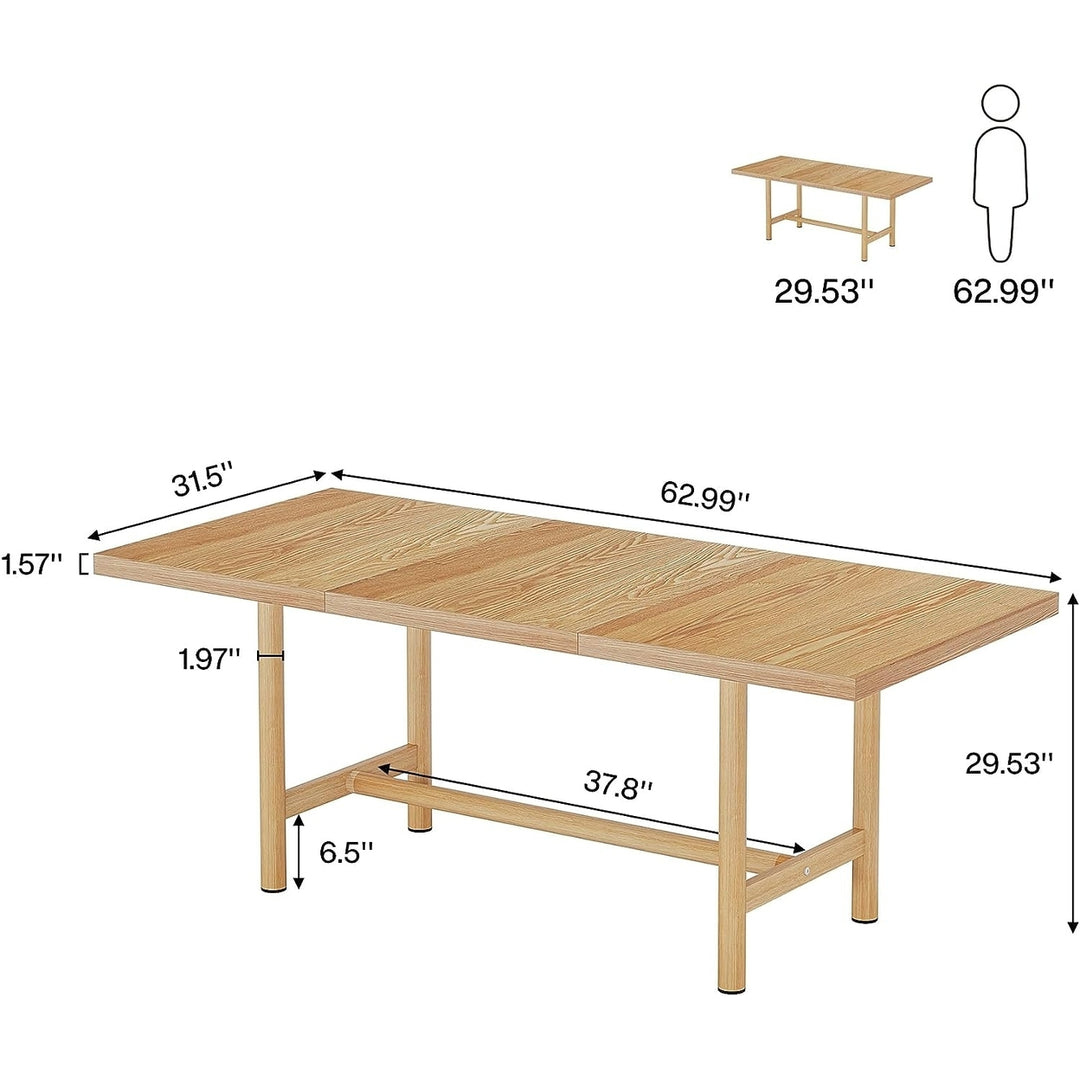Tribesigns Kitchen Dining Table Wood: 63 Inches Rectangular Dining Room Table for 6, Image 3