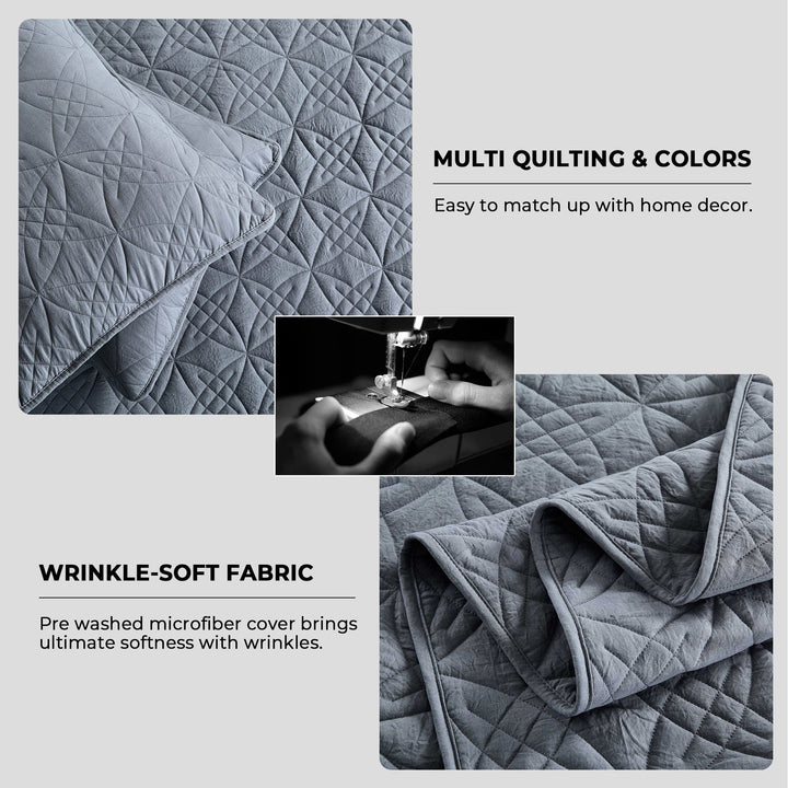 Quilt Sets 2 Or 3 Pieces Lightweight Soft Bedspread-Quilted Pattern Coverlet Bedding Set for All Season Image 5